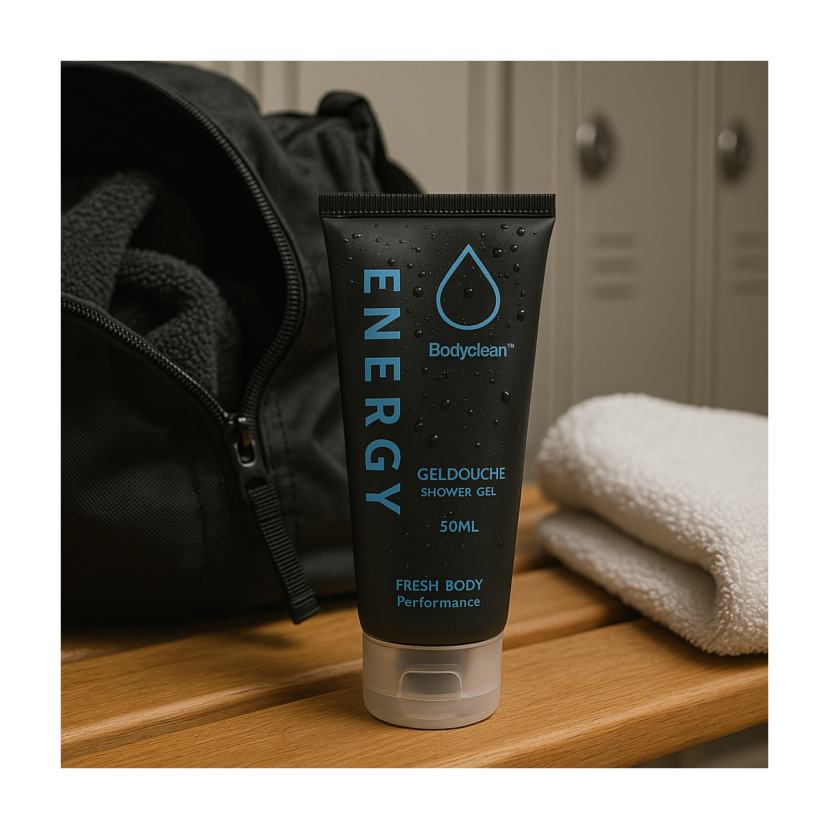 Lot de 125 gels Douche 50ml Corps et Cheveux de Sport Énergétique aux Arômes Frais - Fresh Body Performance BodyClean