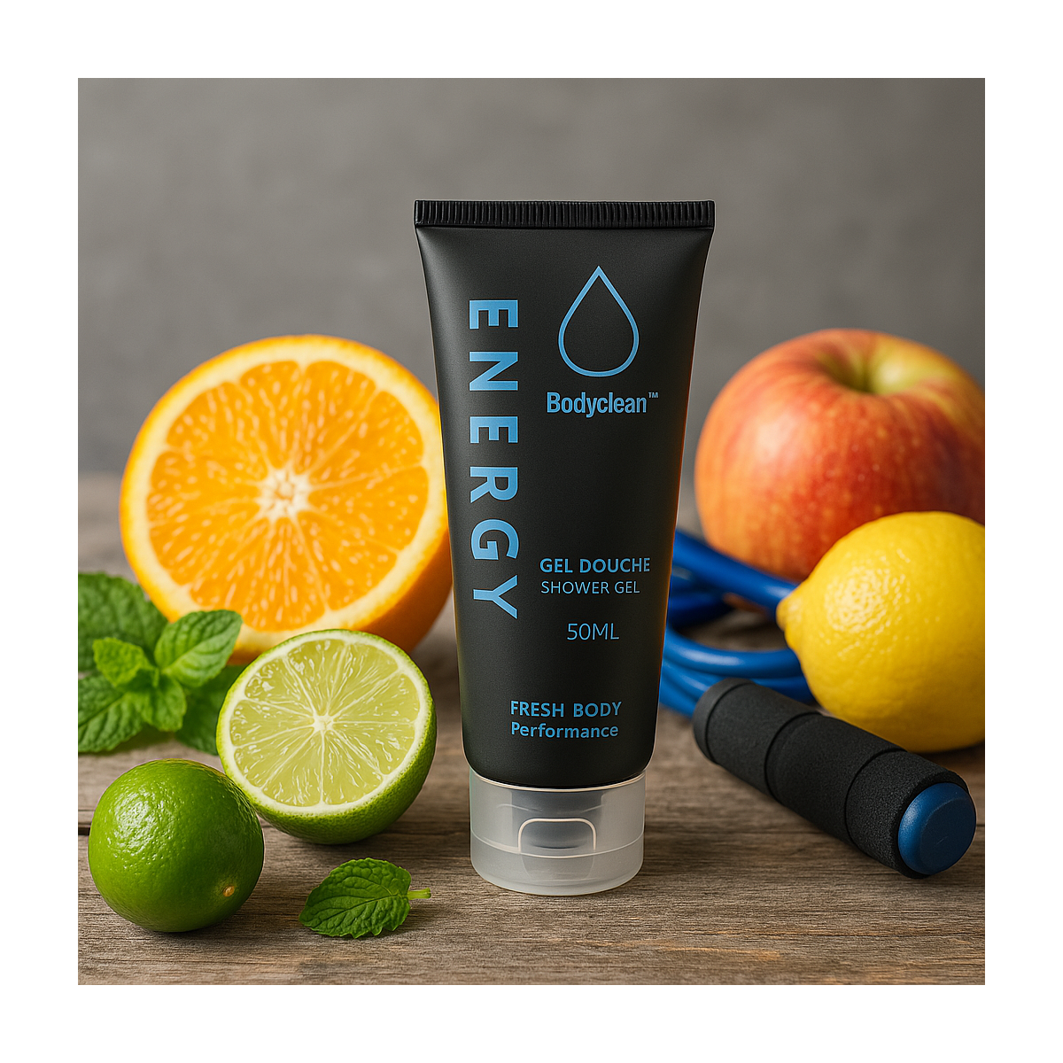 Lot de 60 gels Douche 50ml Corps et Cheveux de Sport Énergétique aux Arômes Frais - Fresh Body Performance BodyClean