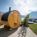 Sauna al aire libre Barba tipo Harvia con estufa de madera 220 cm (W) x 220 cm (diámetro)