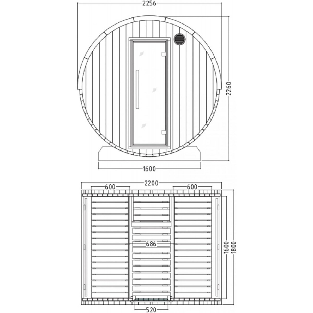 Sauna fuera del barril Kuusi 180 – 4 pers