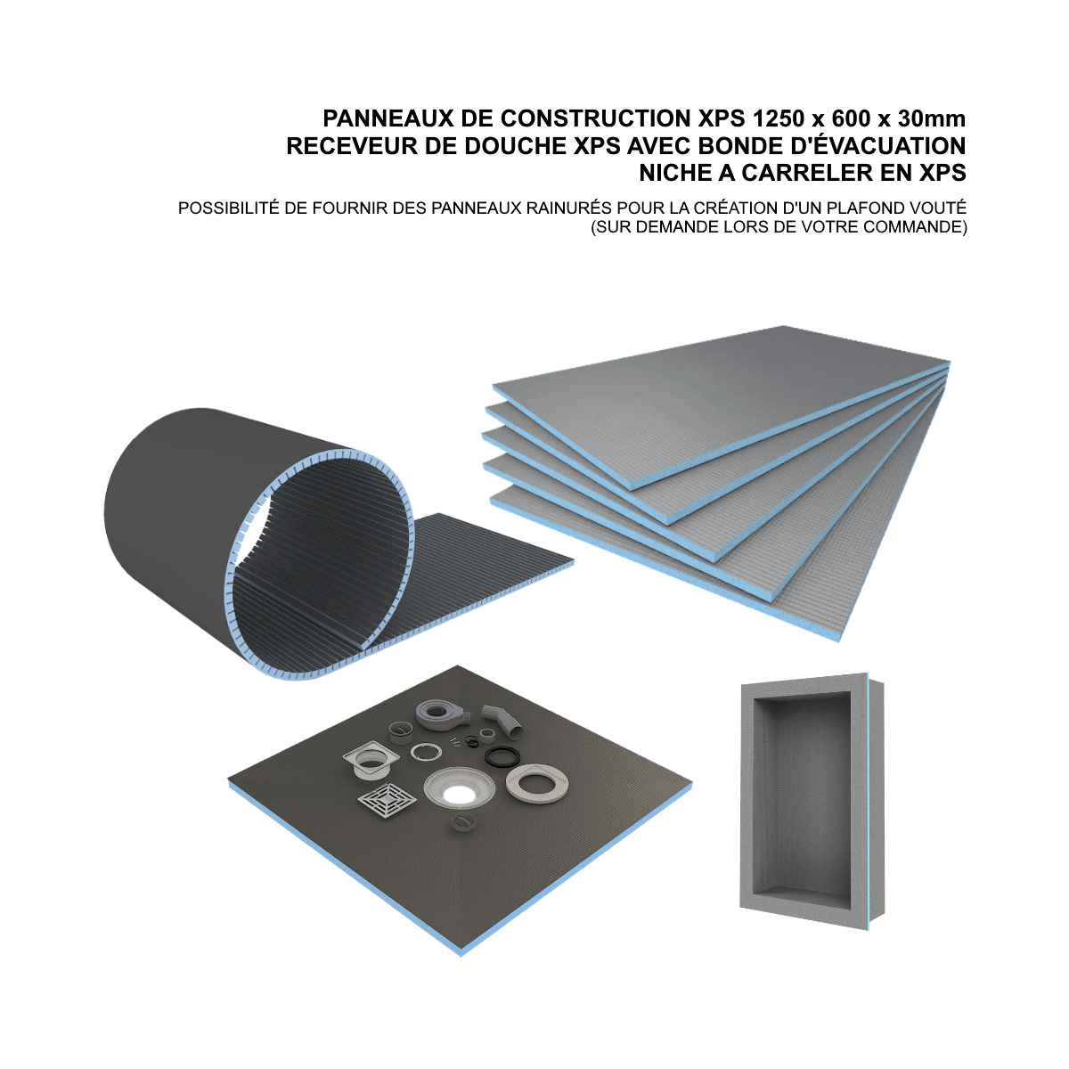 Kit de construcción de cabina de hammam 180 x 180 con generador de vapor