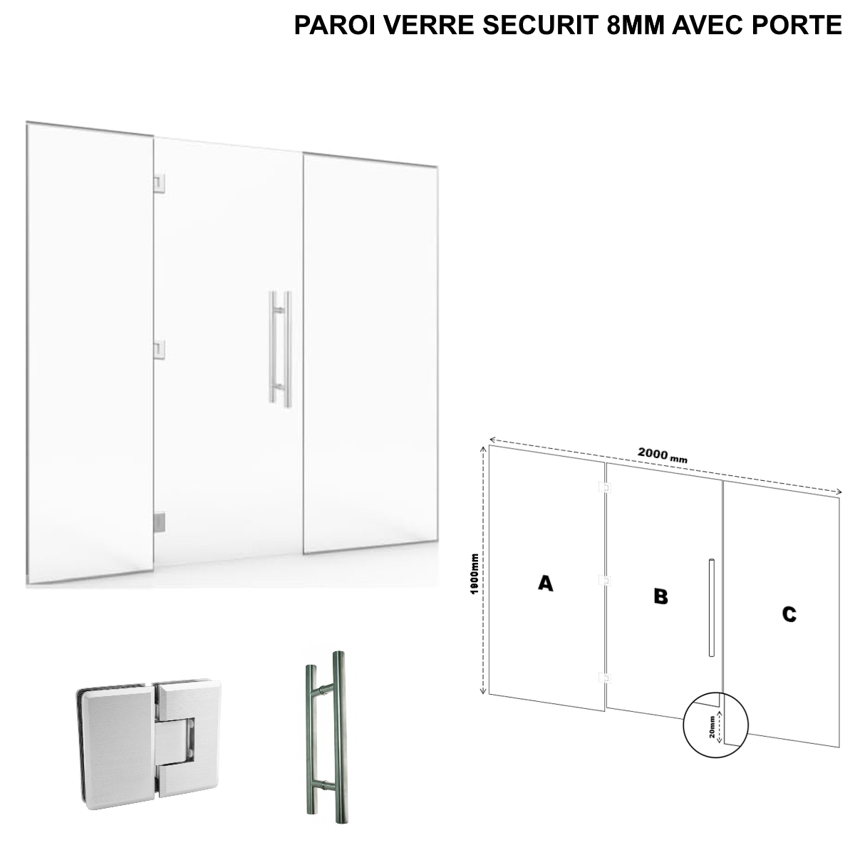Hammam-Kabinenbausatz mit verglaster Wand zum Fliesenlegen 200x120