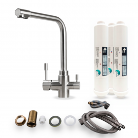 Robinet de cuisine 3 voies Desineo – Eau filtrée, design pratique et élégant pour une cuisine moderne et fonctionnelle.