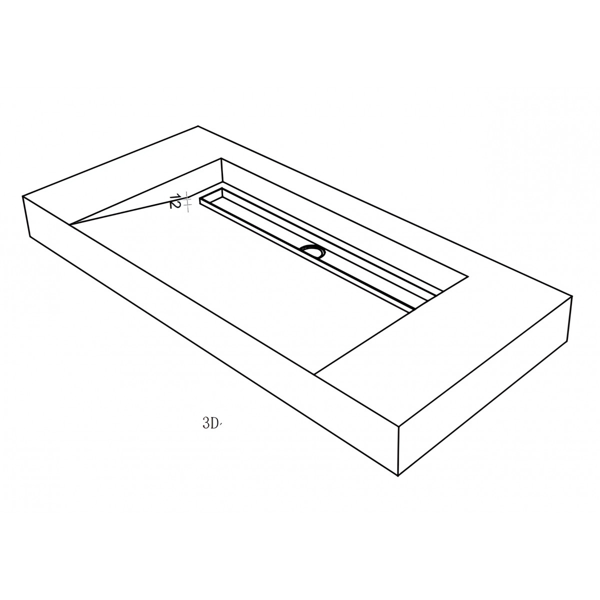 copy of Vasque à encastrer prête à carreler Vitech 1170 × 520 × 110 mm fournis avec siphon et grille pour salle de bains