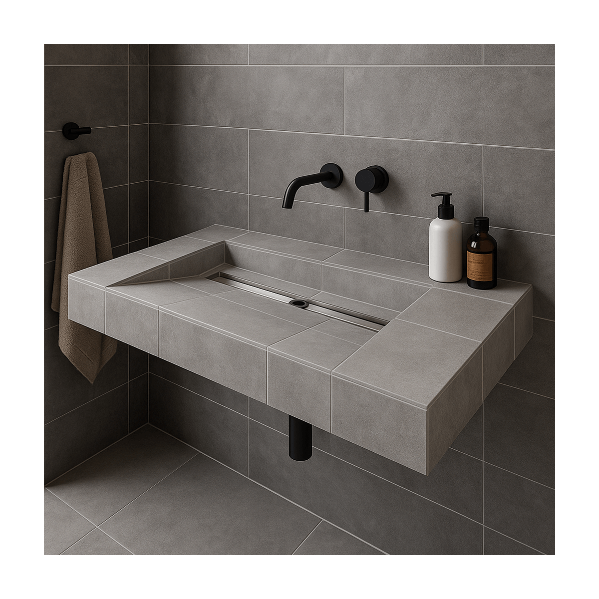 copy of Vasque à encastrer prête à carreler Vitech 1170 × 520 × 110 mm fournis avec siphon et grille pour salle de bains