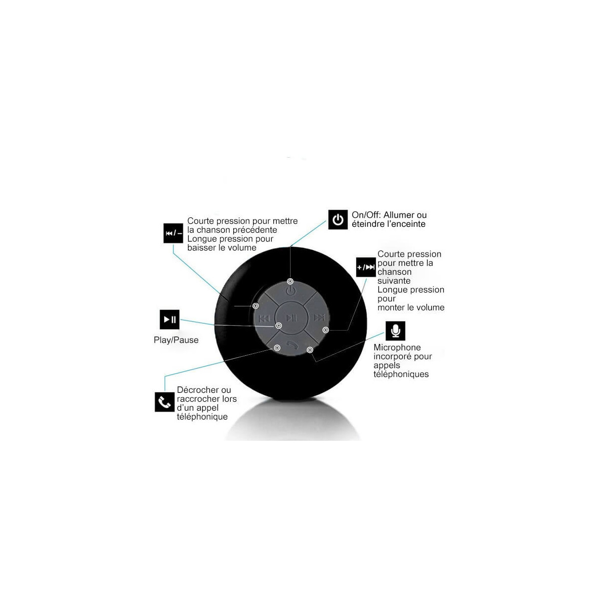 Involucro nero bagno IP65 Bluetooth