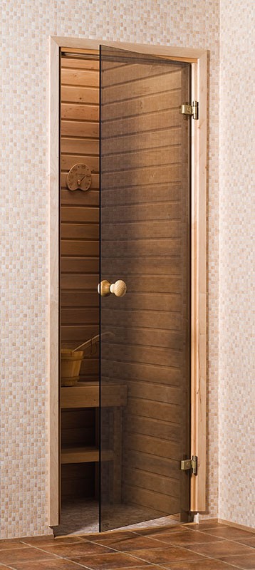 AD Raiser-68 marco de pino, cristal de bronce, tamaño de la puerta: 70 x 190 cm Puerta para sauna 