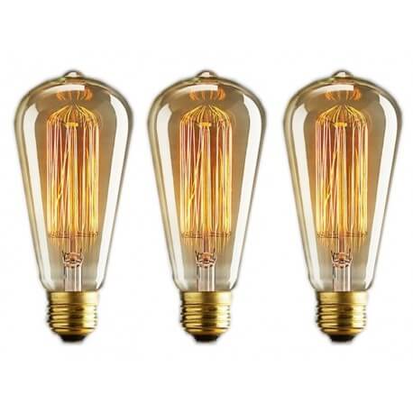 Lot de 3 ampoules vintage bulb Edison E14 - ST48 40W