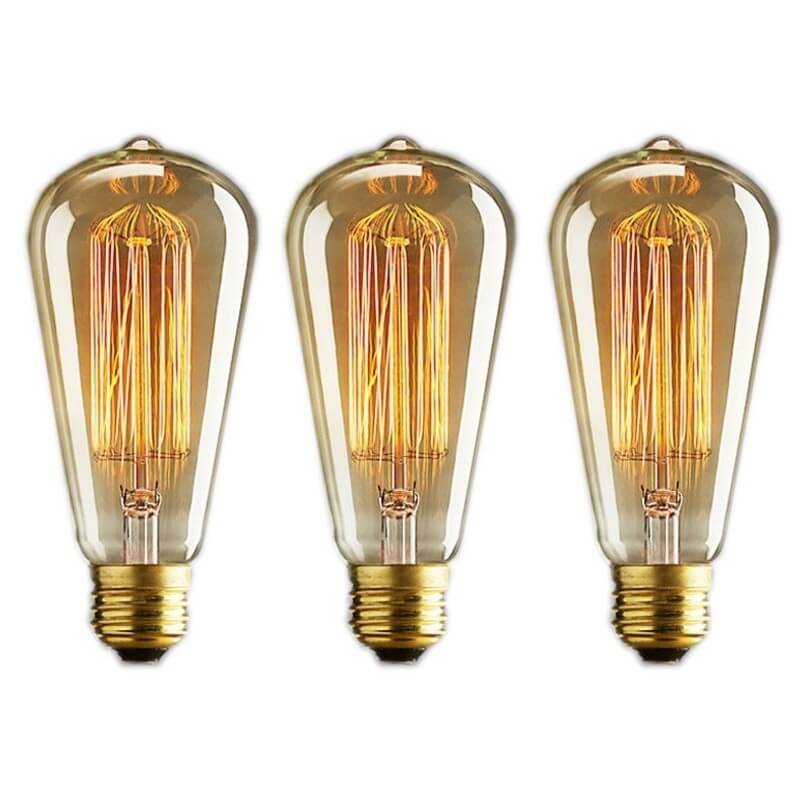 entusiasmo sustracción conductor Pack x 3 bombillas vintage con filamentos visibles estilo Thomas Edison E14