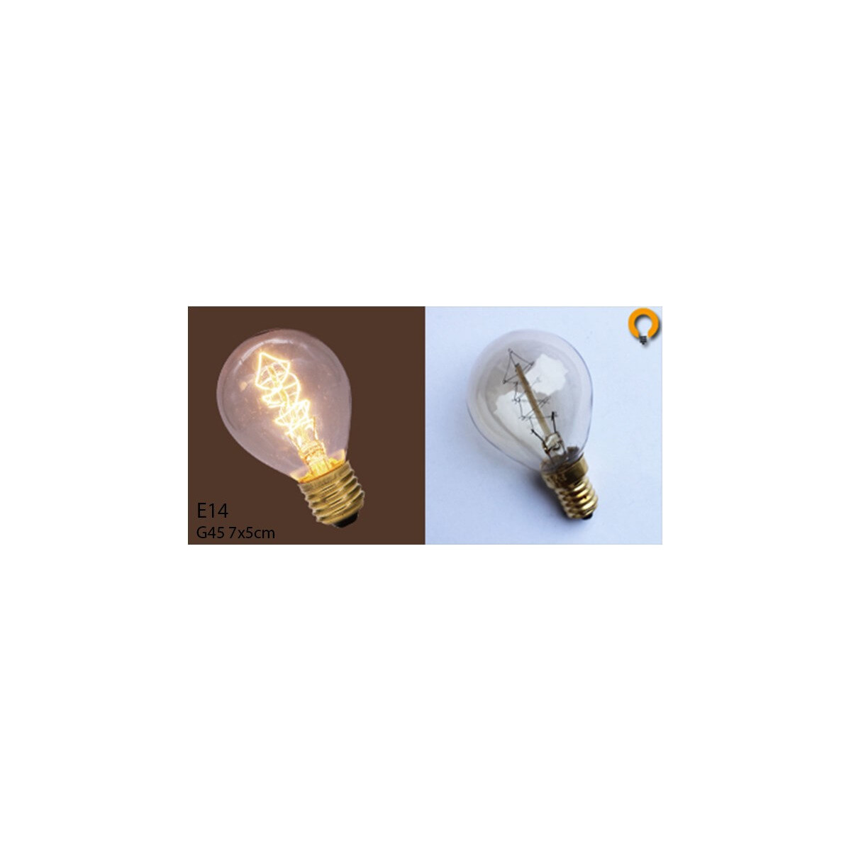 Lampadina vintage Edison E14 G45 filamenti a spirale 25 W