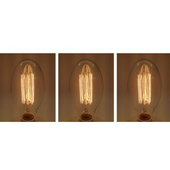 Juego de 3 bombillas vintage Edison E27 BT75 de filamento 40W