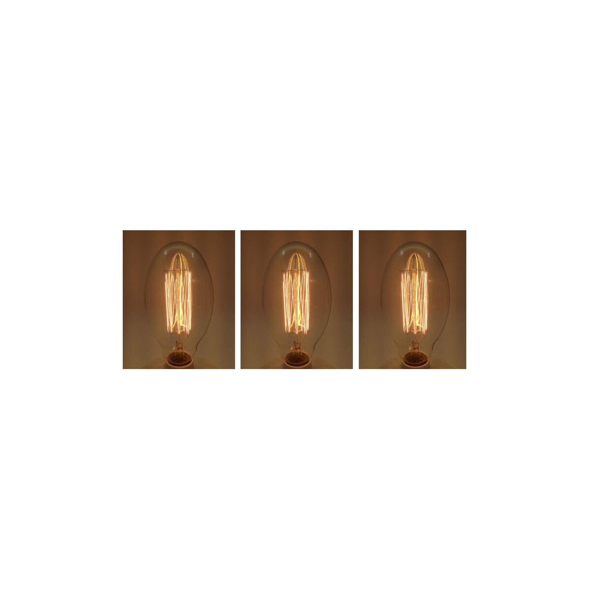 Lot de 3 ampoules vintage bulb Edison E27 BT75 à filaments 40W