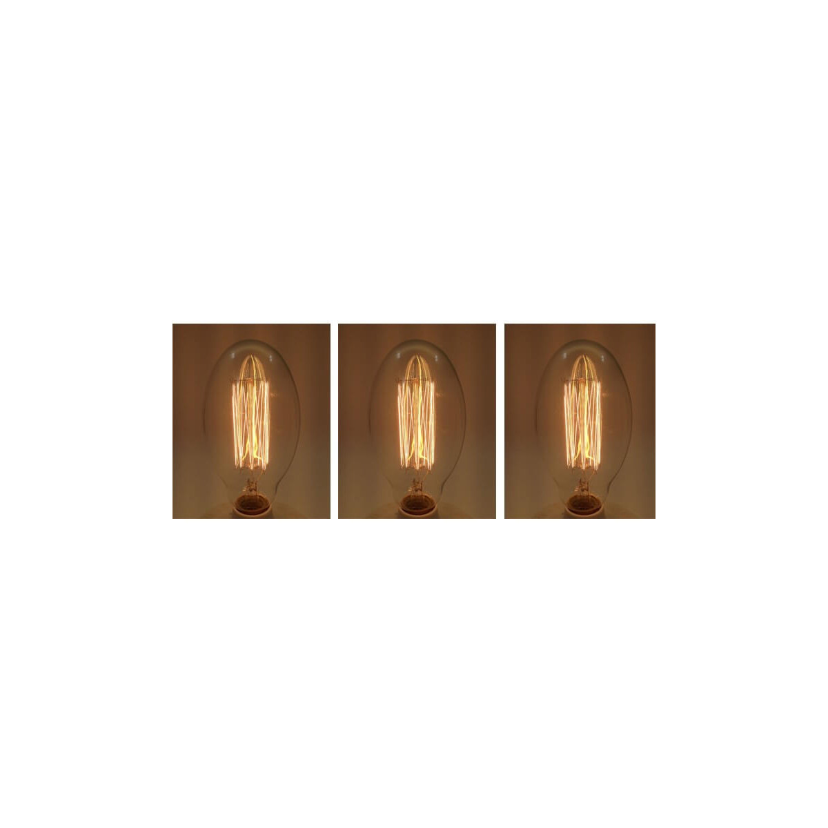 Lot de 3 ampoules vintage bulb Edison E27 BT75 à filaments 40W