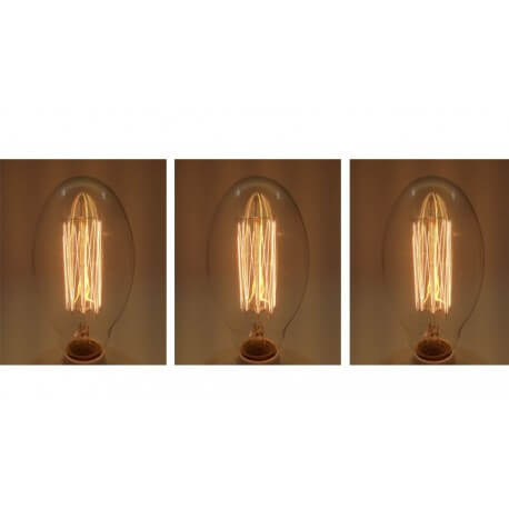 Set di 3 vintage lampadina Edison E27 BT75
