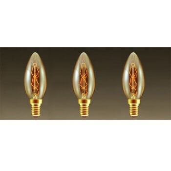 Menge von 3 Vintage Lampen Glühbirne Edison E14 C35