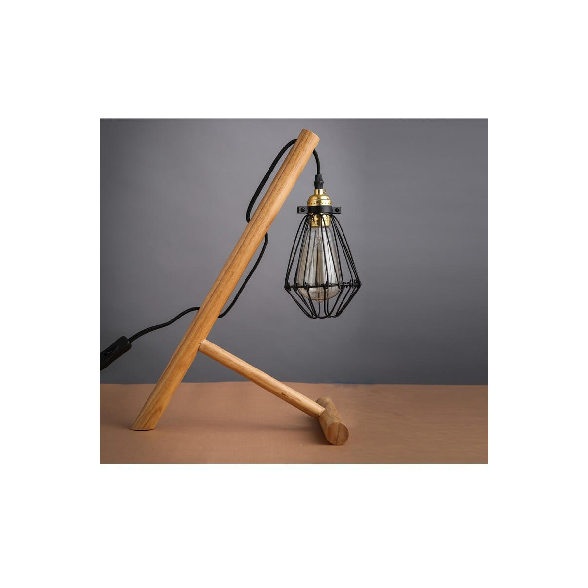 Decke-Käfig Vintage E27 25 cm Gold gewebt Kabel