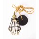 Ceiling light vintage cage E27 25 cm gold woven cable