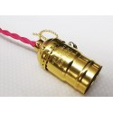 Lot von 3 Steckdosen Typ E27 Jahrgang mit Schalterkette Gold