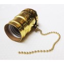 Lot von 3 Steckdosen Typ E27 Jahrgang mit Schalterkette Gold