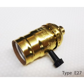 Socket type E27 with rotary switch vintage Gold
