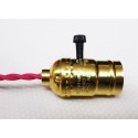 Vintage lote de 3 casquillos E27 oro con interruptor giratorio