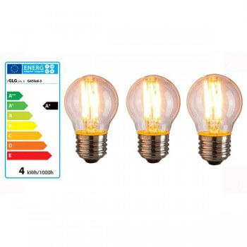Lot de 3 ampoules vintage 4W à LED G45 E27 style Edison bulb classe énergétique
