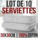 Lote de 10 toallas de mano 30 x 30 cm 100% algodón 420 g/m2