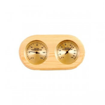 Thermomètre , Hygromètre SAWO en Pin pour sauna fond doré