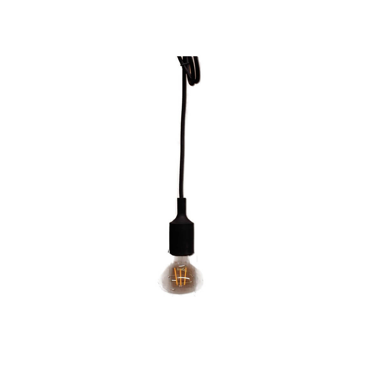 Plafonnier design en silicone avec câble tissé noir 