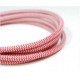 Cable eléctrico tejido fresco rojo/ blanco vintage retro