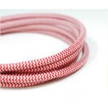 Cable eléctrico tejido fresco rojo/ blanco vintage retro