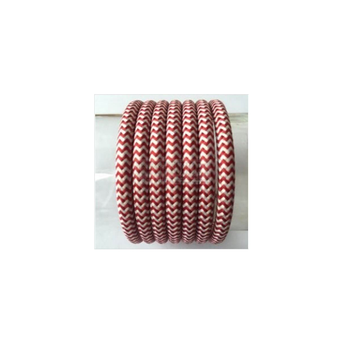 Fil électrique tissé fresque rouge et blanc