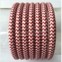Fil électrique tissé fresque rouge et blanc