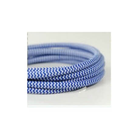 Cable tejido retro vintage azul/blanco fresco tejido de alambre eléctrico