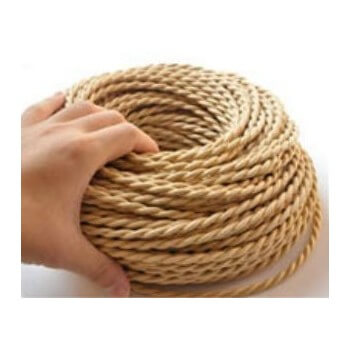 Braided electrical wire beige vintage retro fabric look