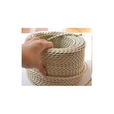 Broken white braided electrical wire vintage retro fabric look