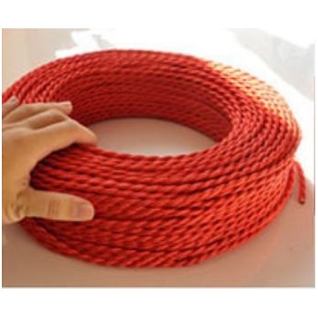 Cable trenzado retro vintage rojo, de tela, alambre eléctrico