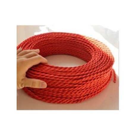 Cable trenzado retro vintage rojo, de tela, alambre eléctrico