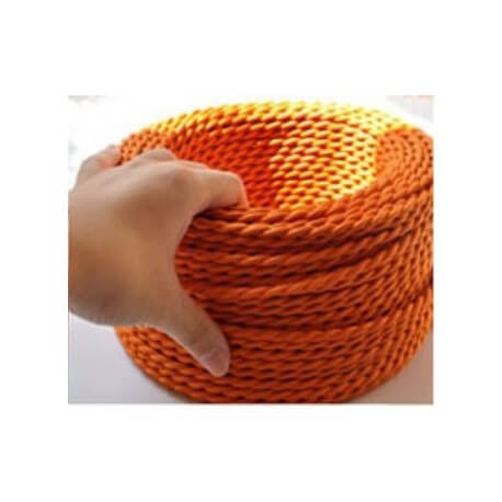 cable eléctrico vintage naranja con recubrimiento de tela trenzado
