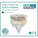 Kit de 5 spots chromothérapie pour hammam, sauna, Spa et balnéo