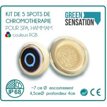 leuchtfleck-kit-mit-5-chromotherapie-strahlern-für-hammam-sauna-spa-und-whirlpool Balneo-Therapie-kit