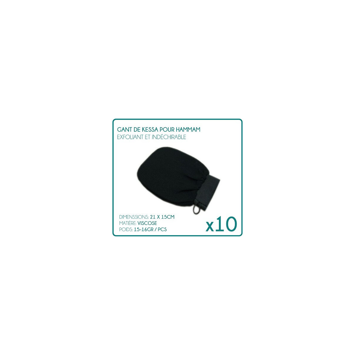 Gant hammam, kessa, exfoliant (noir) - Lot de 10