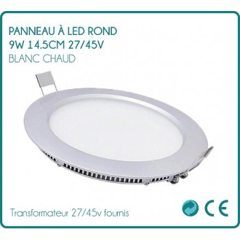 Panel led 9w white hot 14.5 cm round + transformer