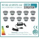 Kit of 10 white recessed spots cold outside (10 x 1W) with transformer