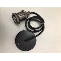 Plafonnier métal et câble tissé Noir mat douille E27 et vis noires