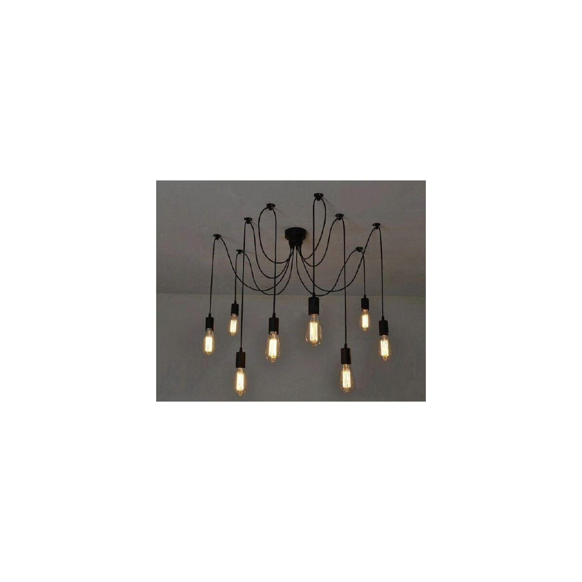 Lámpara de techo suspendida vintage aspecto retro DIY 8 casquillos E27 