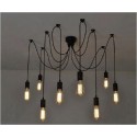 Lámpara de techo suspendida vintage aspecto retro DIY 8 casquillos E27 
