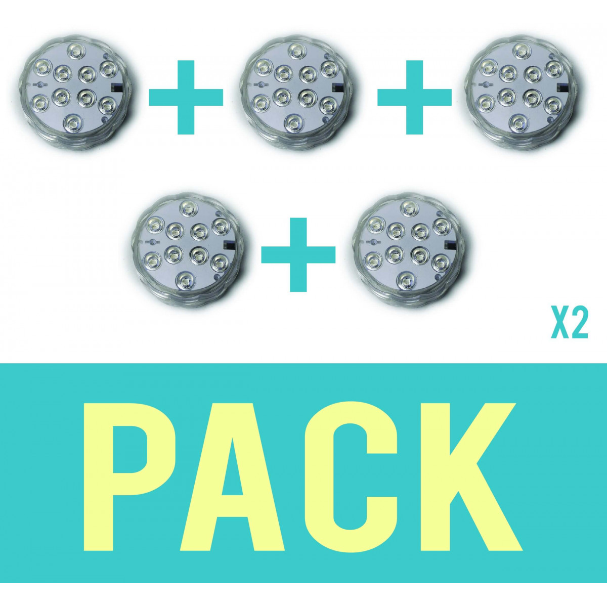 Pack de 10 Spots submersibles lumières LED ip68 environnement humide controllable à distance 16 couleurs 