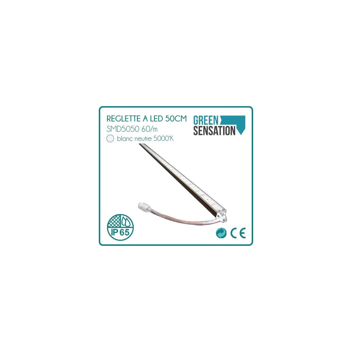 Réglette à LED Blanc Neutre  waterproof 50cm + transformateur offert !