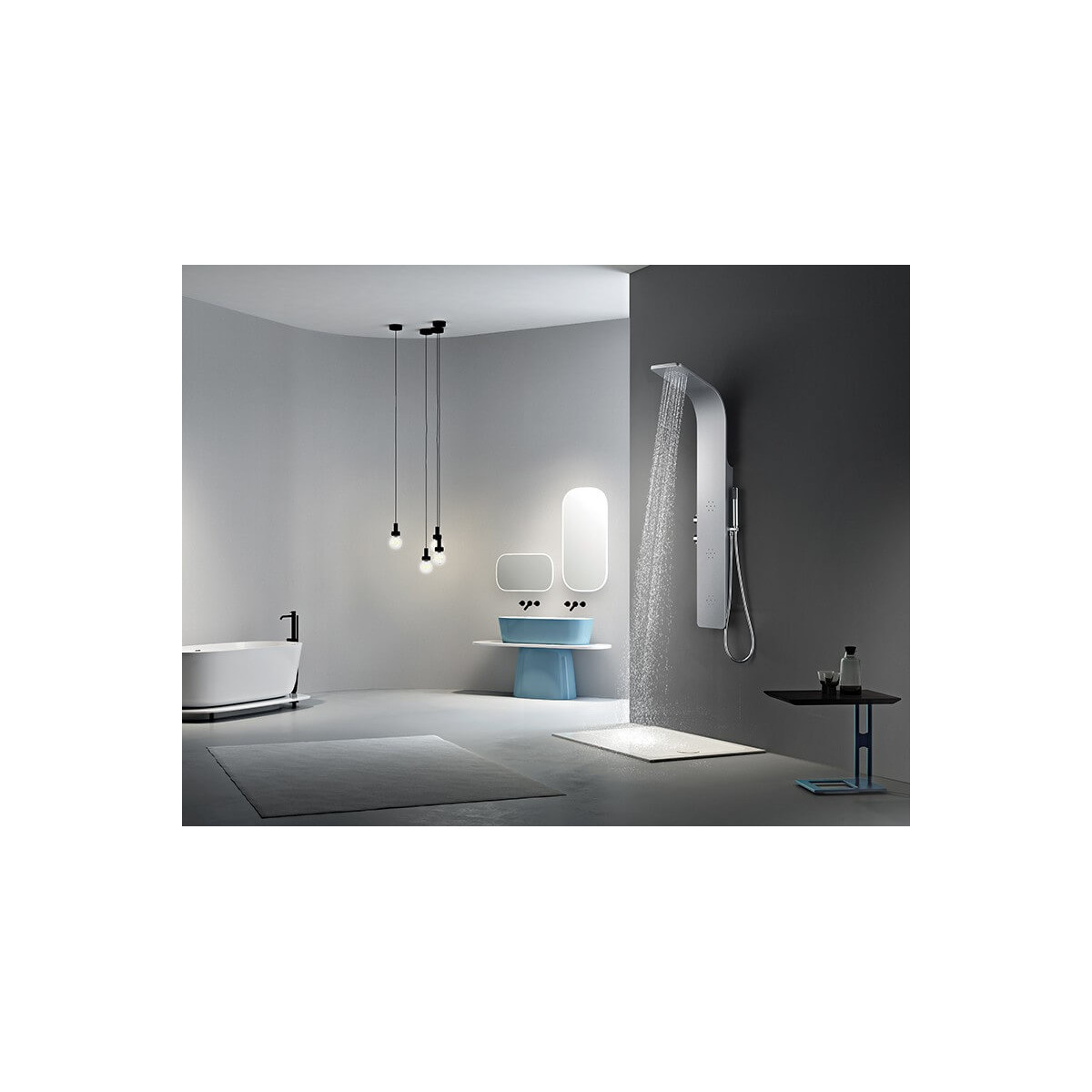 Colonna doccia (1300mmx180mm) in lega di alluminio verniciata argento